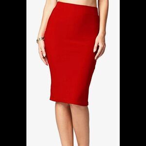American Apparel bodycon knee length red pencil skirt, elastic waistband, small